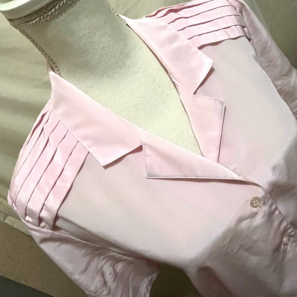 Light Pink Blouse ~ Short Sleeve ~ Liquid Silk ~ Peters & Ashley ~ 1990's